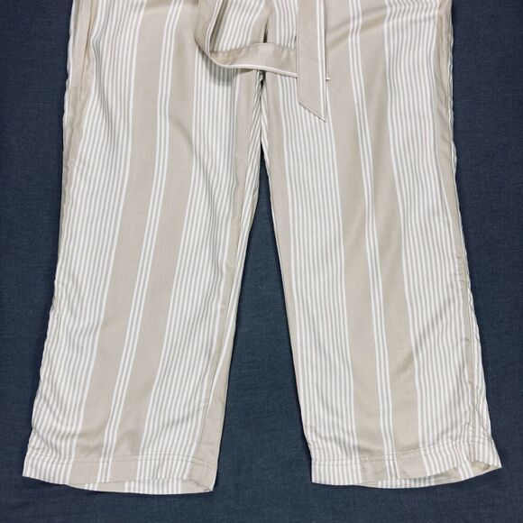 Tommy Hilfiger Pants Womens 14 Beige White Relaxed Cropped Elastic Waistband NWT - Picture 6 of 16